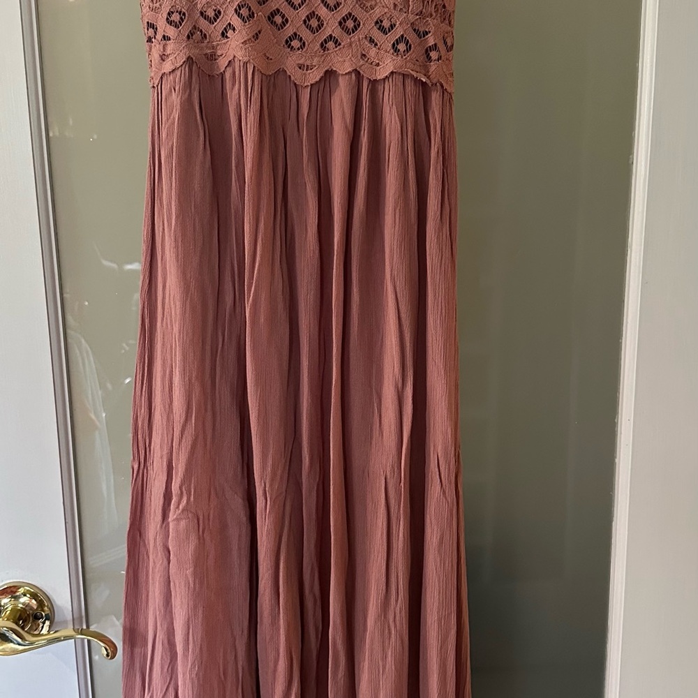Free People Lace Maxi Dress in Mauve